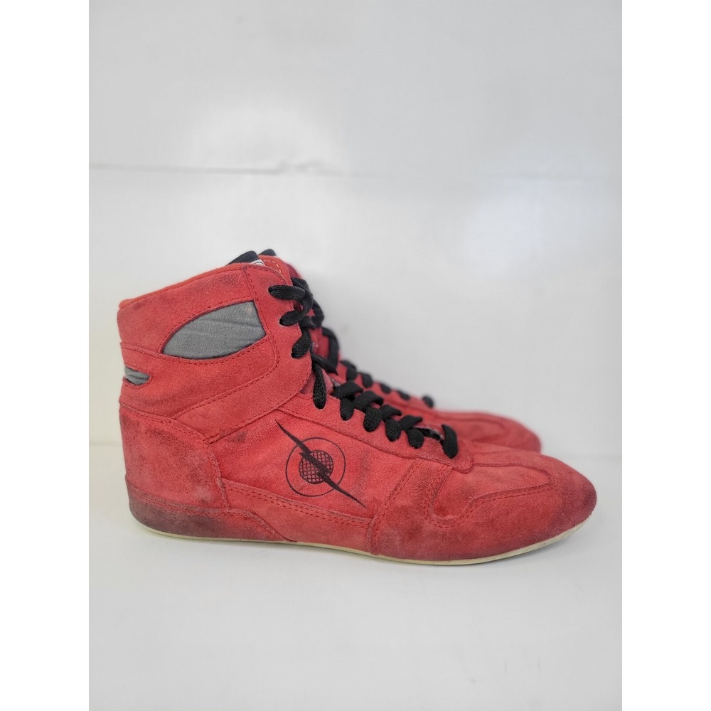 Mike DeAnna Wrestling Shoes Vintage Red Men's Size 7.5‎ Iowa Lightning Bolt Rare